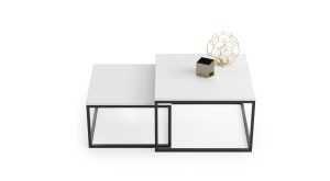 TWIN double coffee table - white