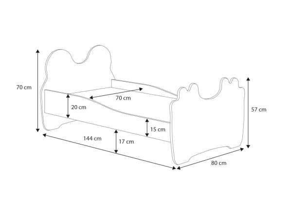 Łózko pojedyńcze Teddybear 140x70 z dziecięcą grafiką