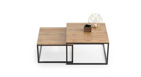 TWIN double coffee table - golden craft oak