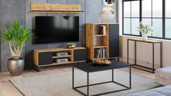 Console loft style - gold craft oak