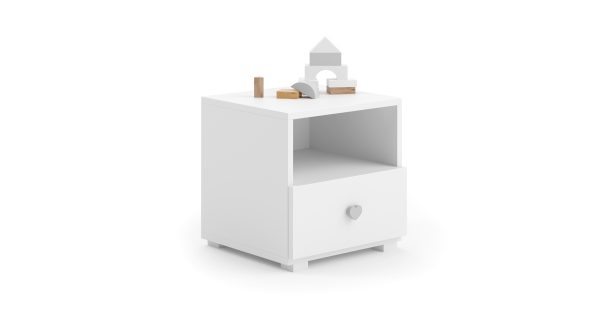 Emi white bedside table - gray handle