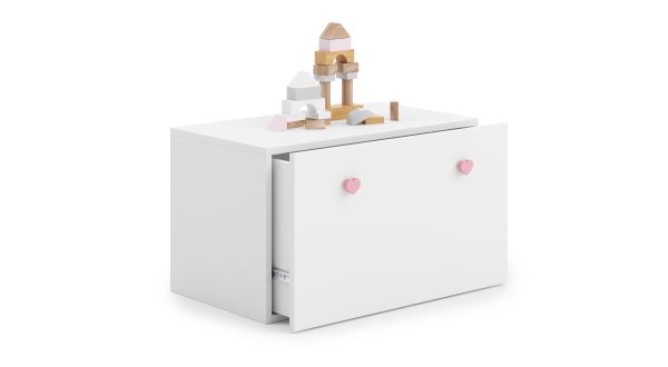 Toy chest Inga white - pink handles