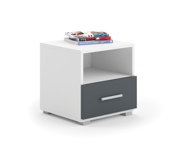 Emi bedside table white/grey