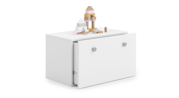 Toy chest Inga white - gray handles