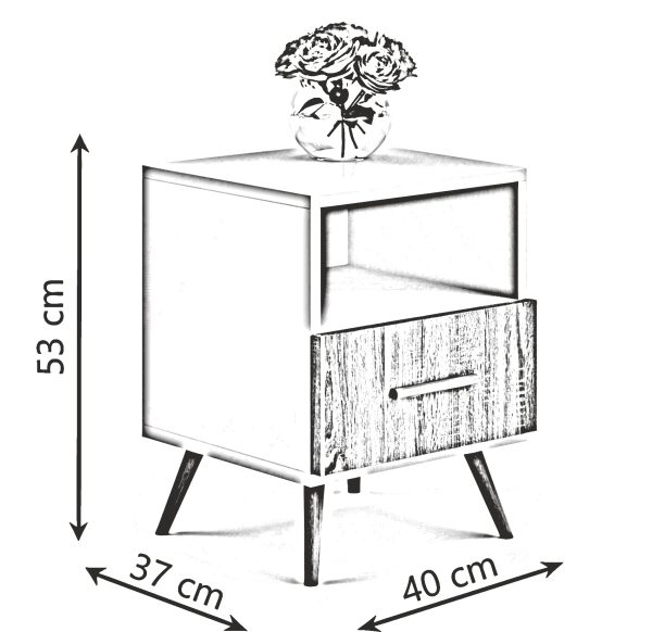 Logan bedside table white/grey