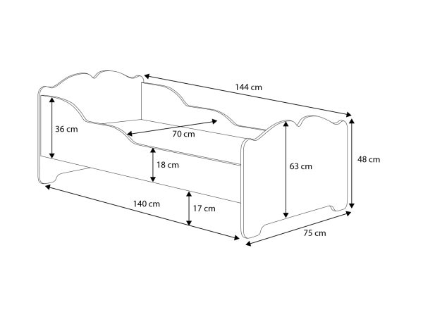 Anna - single bed 140x70 white