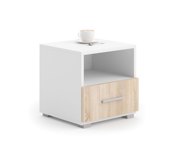 Emi bedside table white/sonoma oak