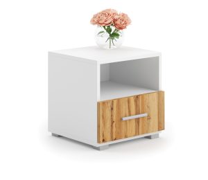 Emi bedside table white/gold craft oak