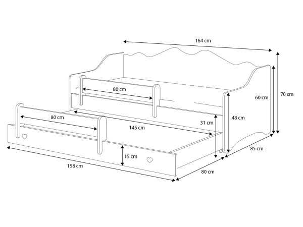 Emma - double bed 160x80 in a set with a drawer