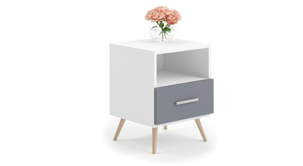 Logan bedside table white/grey