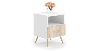 Logan bedside table white/oak craft gold